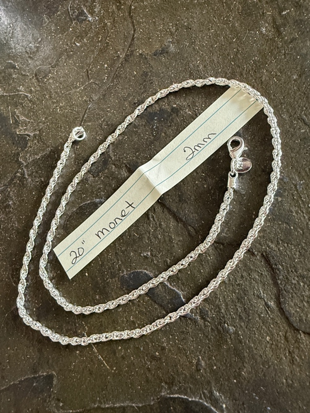 Sterling Silver 20" Monet Chain Necklace - 2mm. .925 solid Sterling.